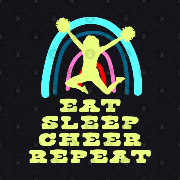 Eat Sleep Cheer Repeat with Boho Rainbow by tropicalteesshop